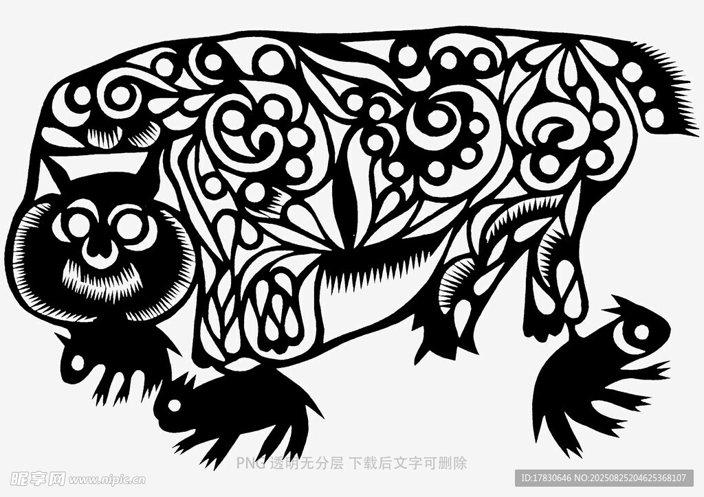 牛形剪纸艺术图案