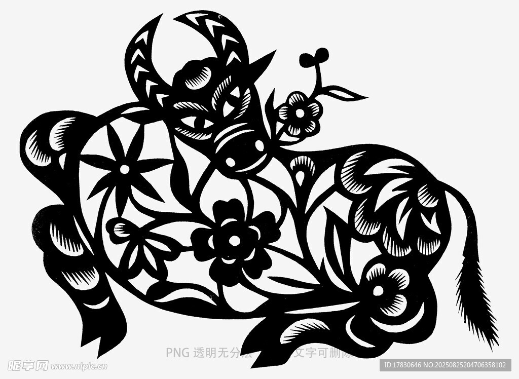 牛形剪纸艺术图案