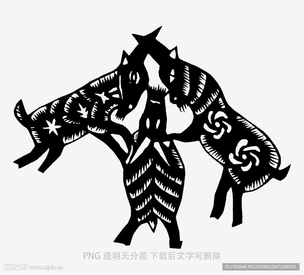 双羊剪纸图案