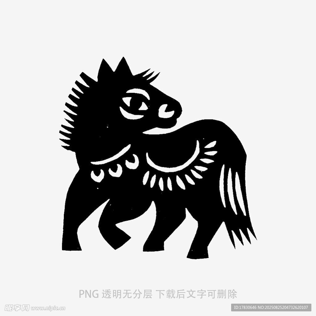 可爱剪纸风小马形象