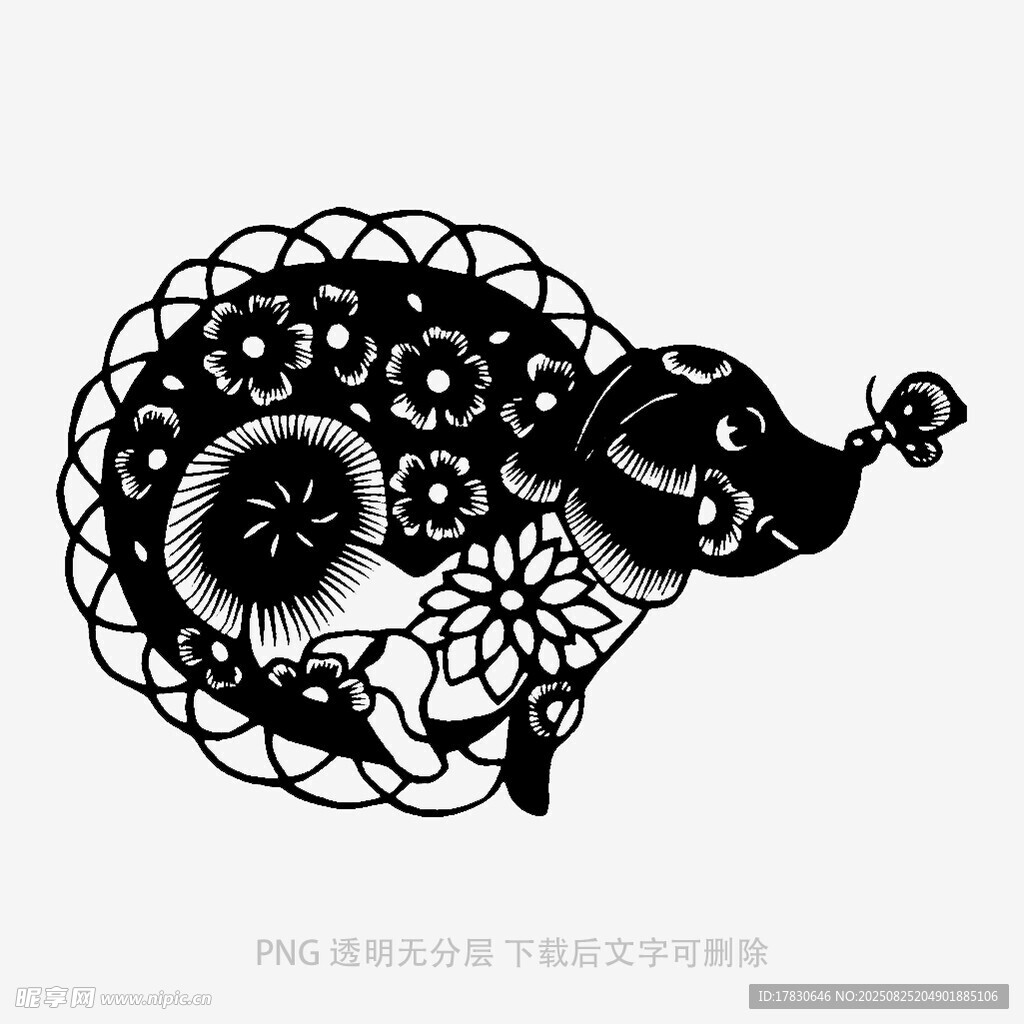 精致镂空剪纸风蜗牛图案