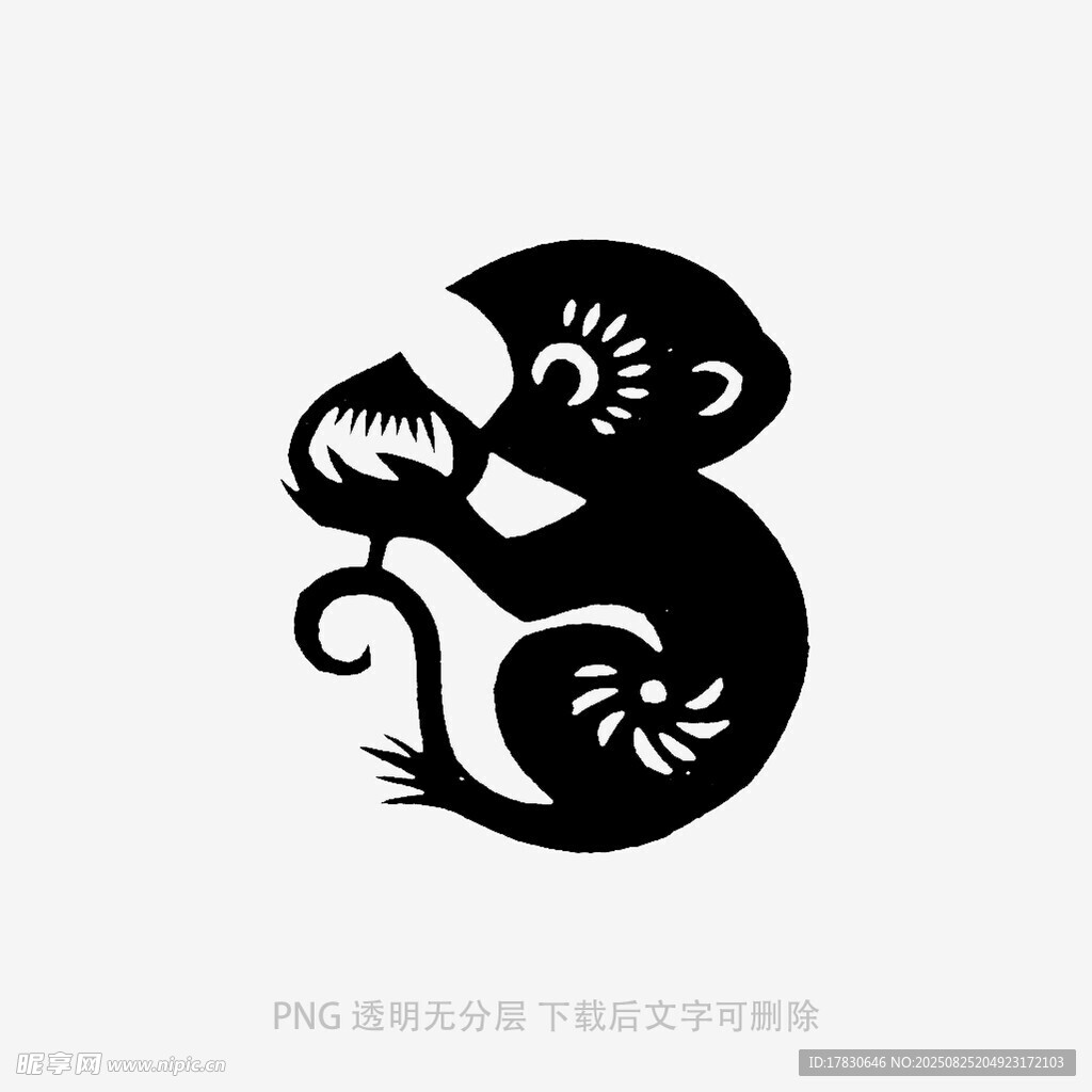 猴子剪纸图案