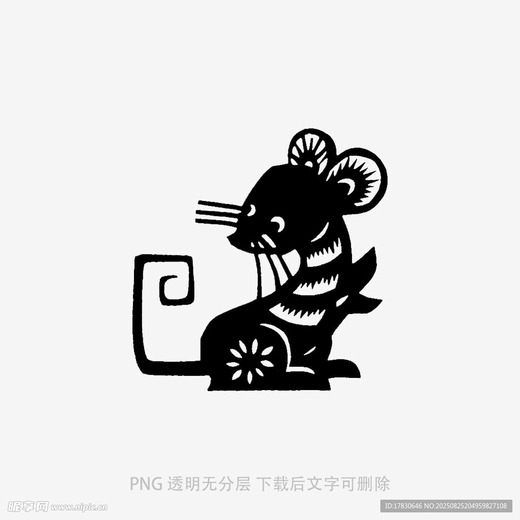 剪纸风卡通老鼠形象