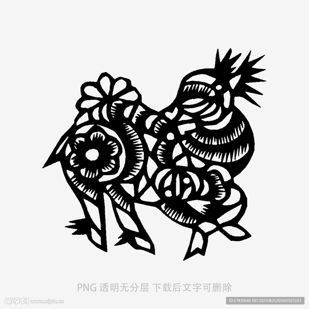 传统剪纸风羊的艺术图案