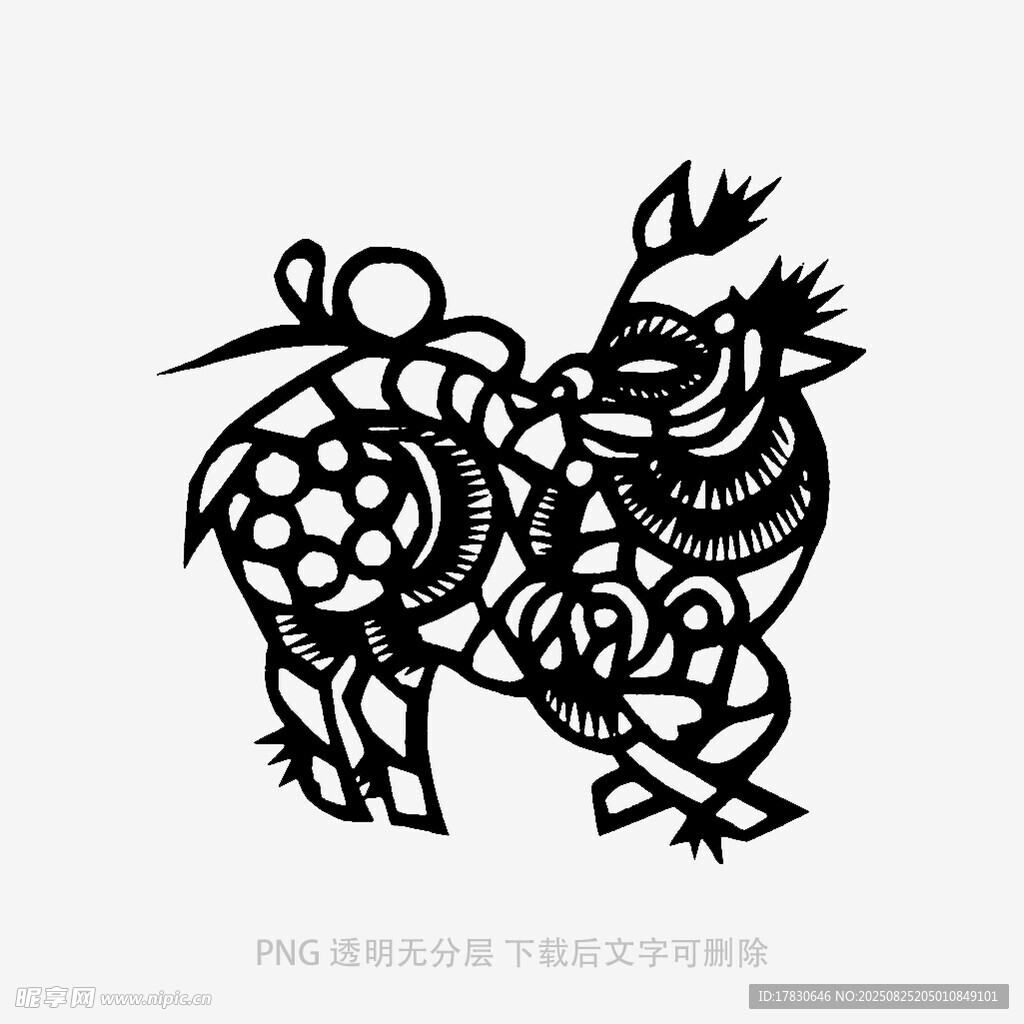 传统剪纸风的生肖牛图案