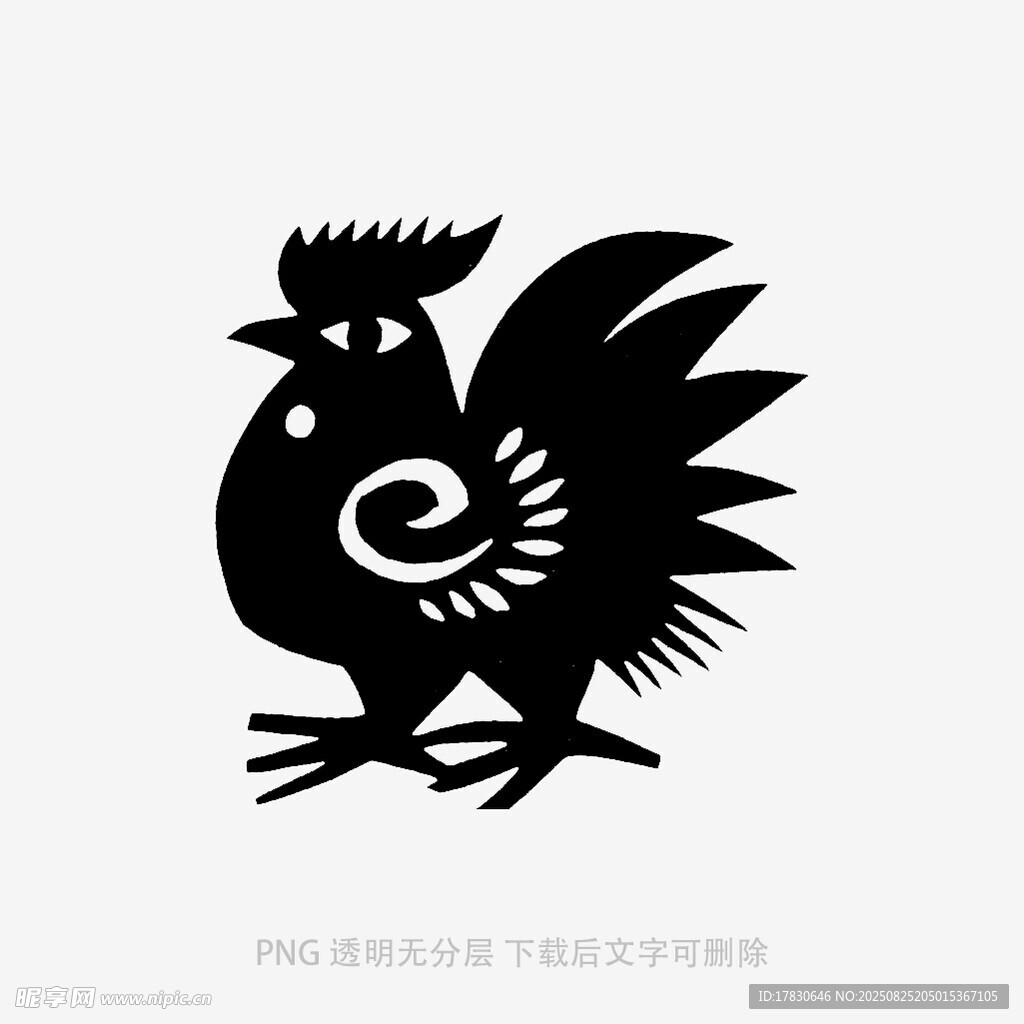 简约风格黑色公鸡图案