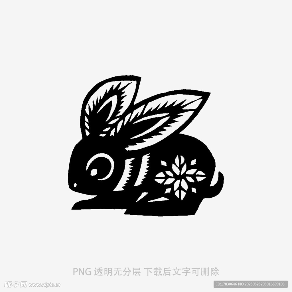 剪纸风可爱兔子图案