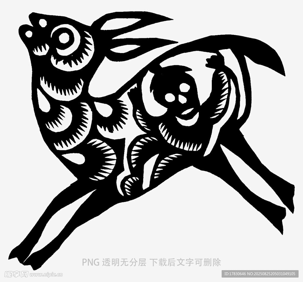奔跑的剪纸风小鹿