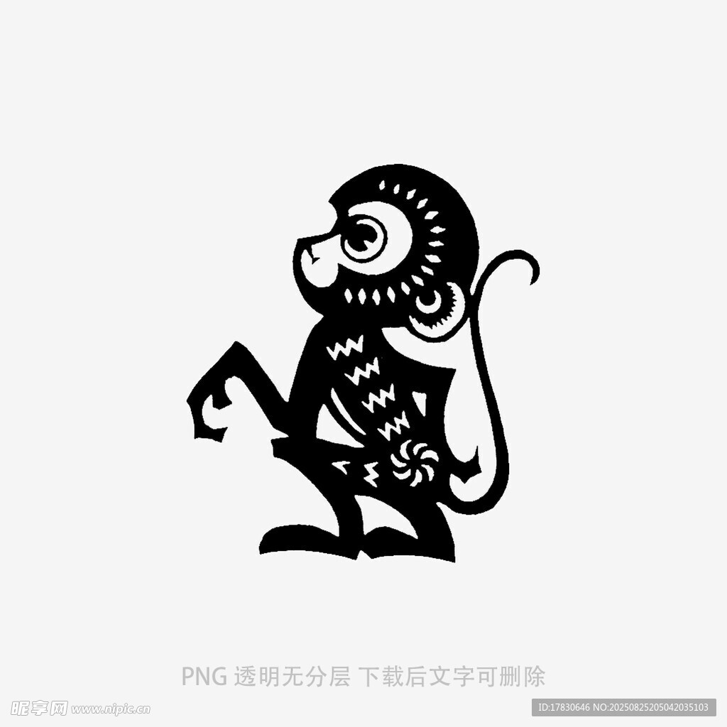 剪纸风猴子形象设计