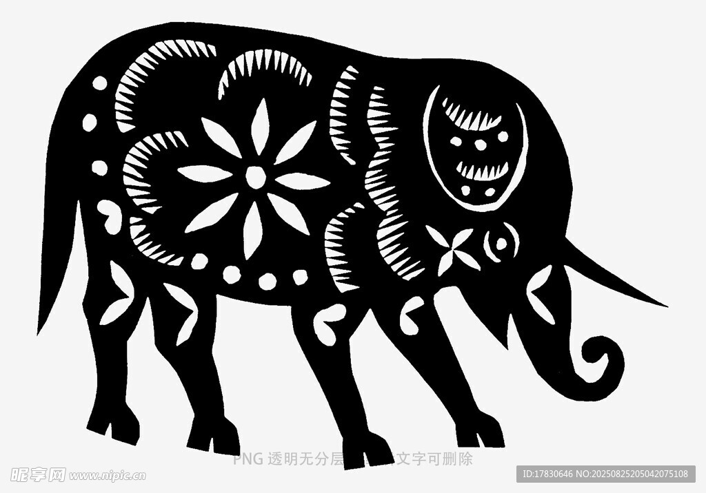大象剪纸艺术图案