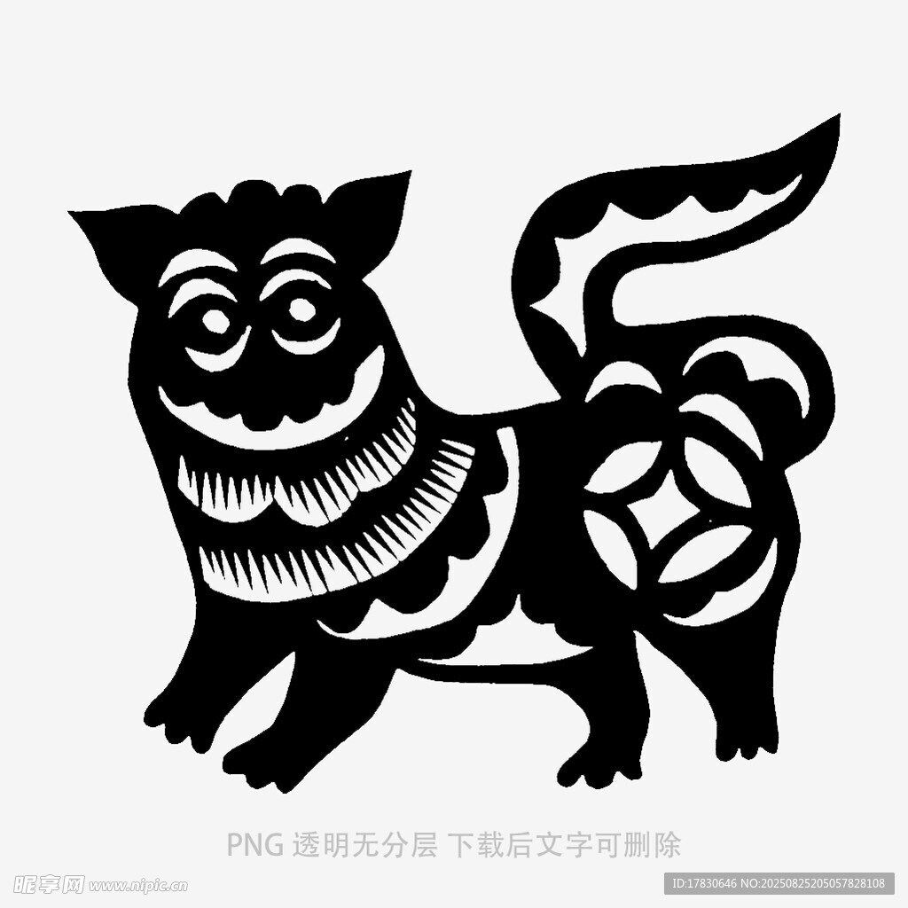 传统剪纸风的可爱黑猫