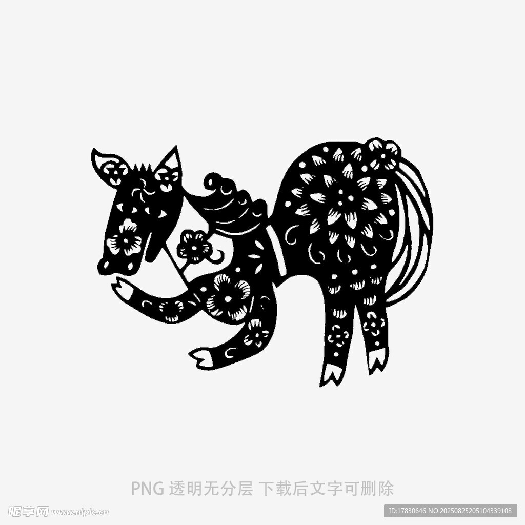黑白花纹小牛图案设计