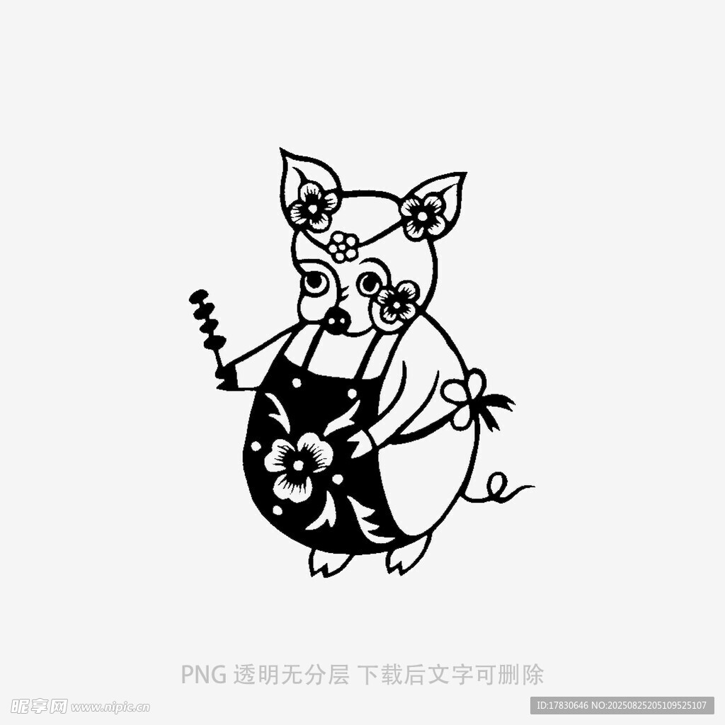 卡通小猪持物可爱形象