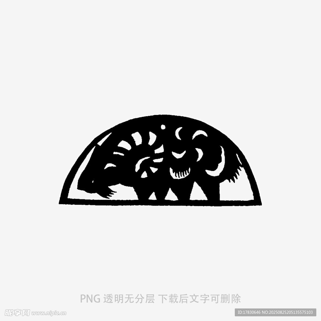 中式镂空半圆装饰图案