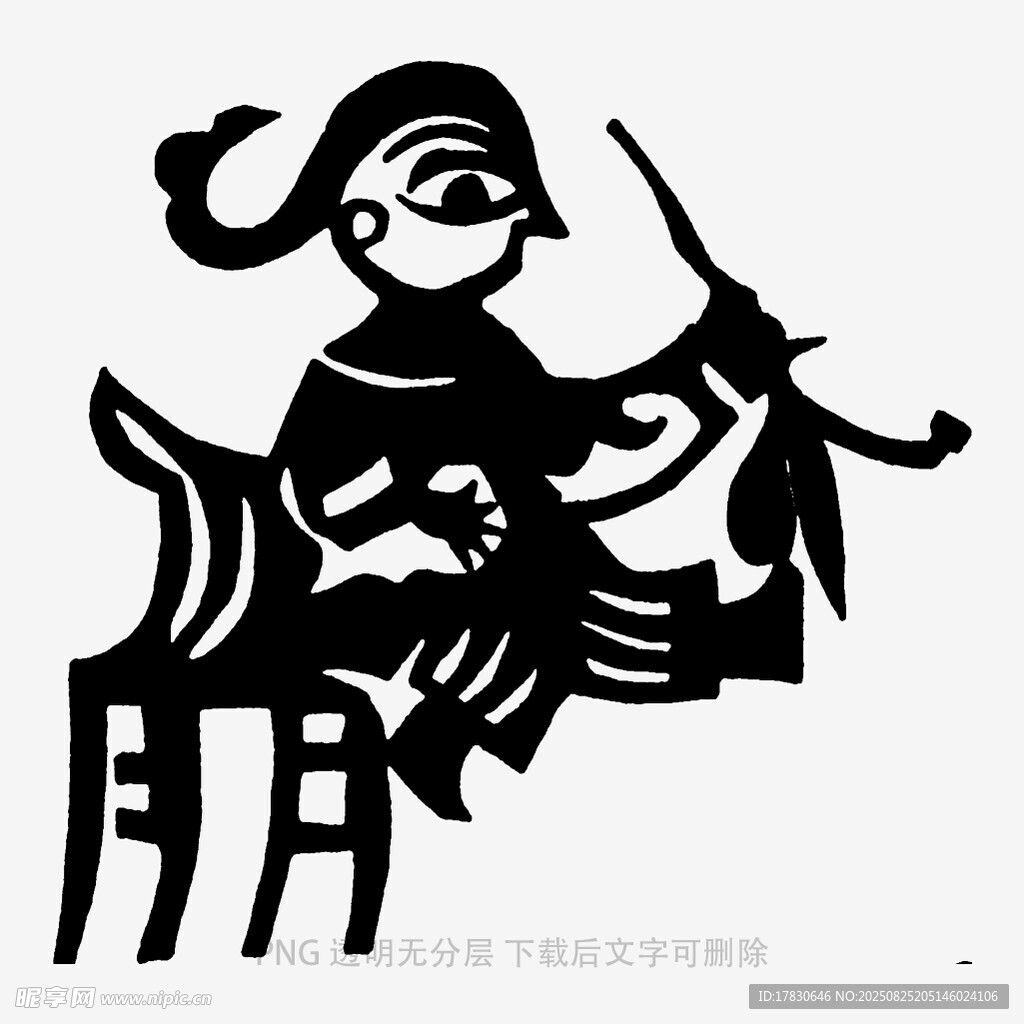 古代射箭人物剪纸艺术