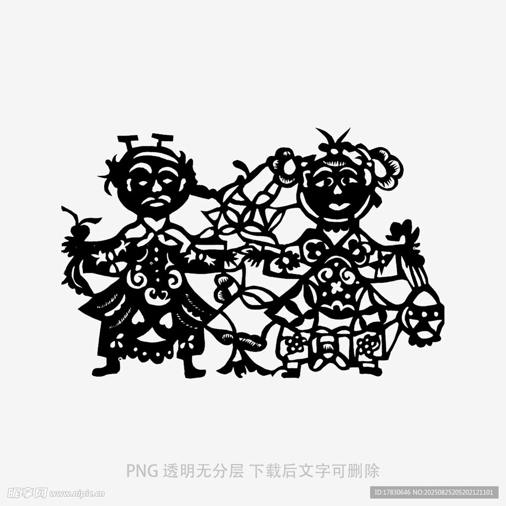 传统剪纸人物造型图案