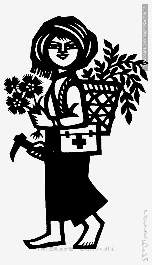 手提花篮的女士