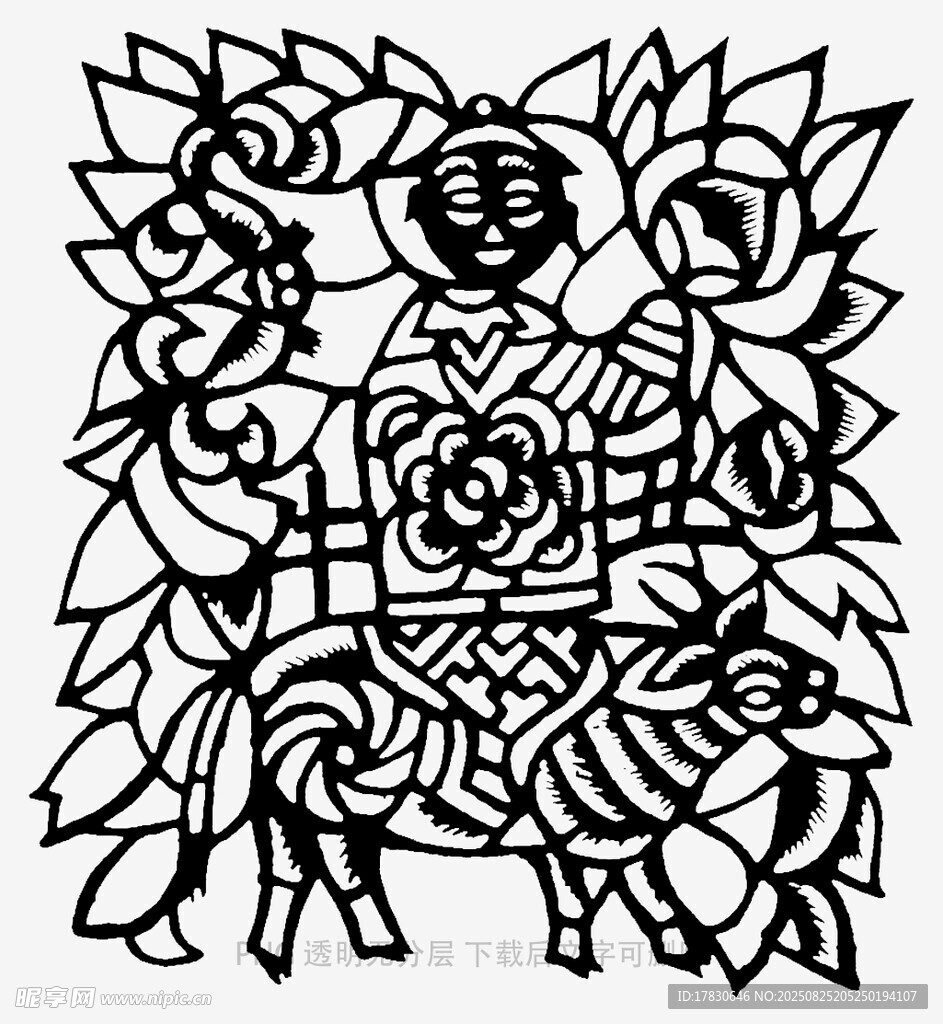 传统剪纸风格吉祥图案