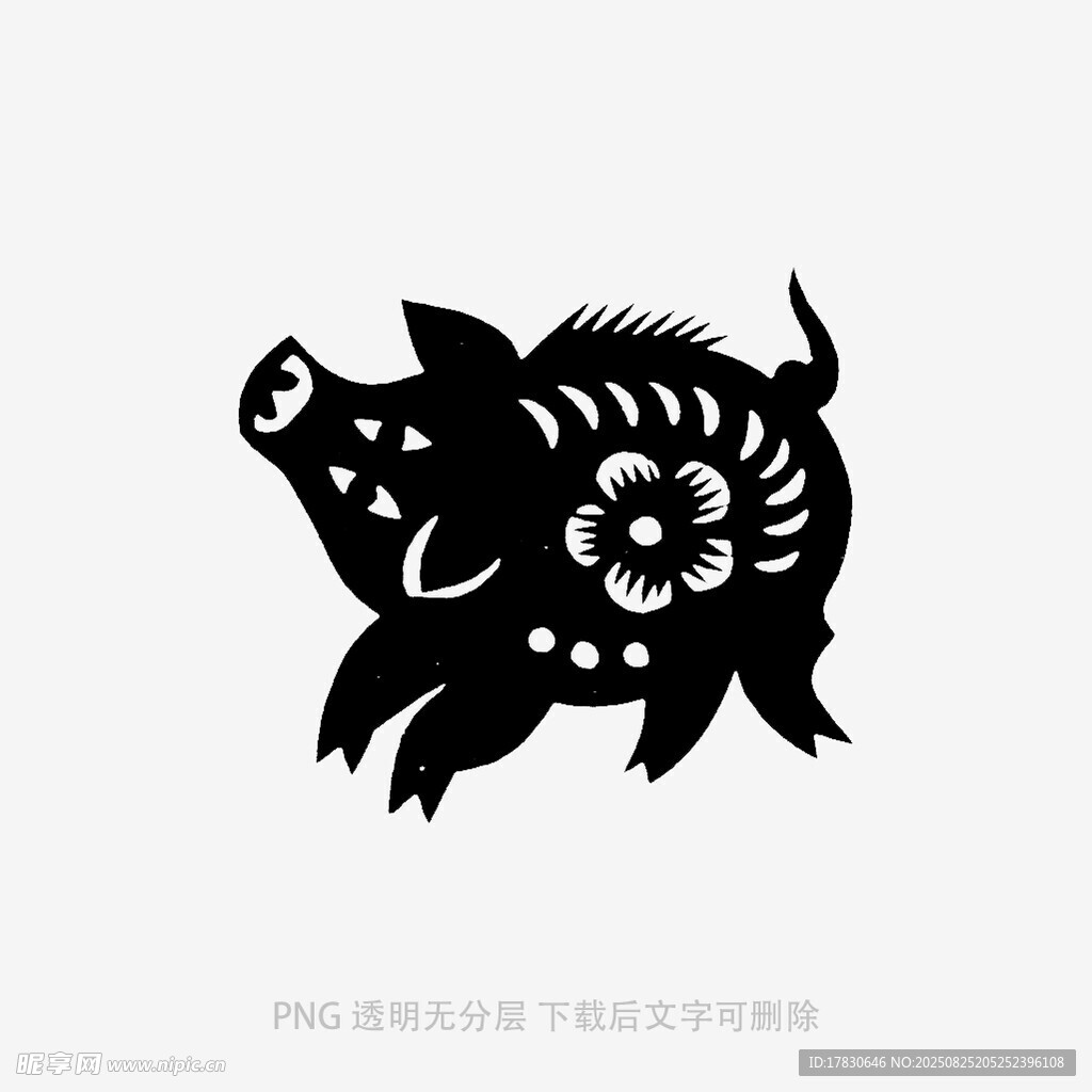猪形剪纸图案