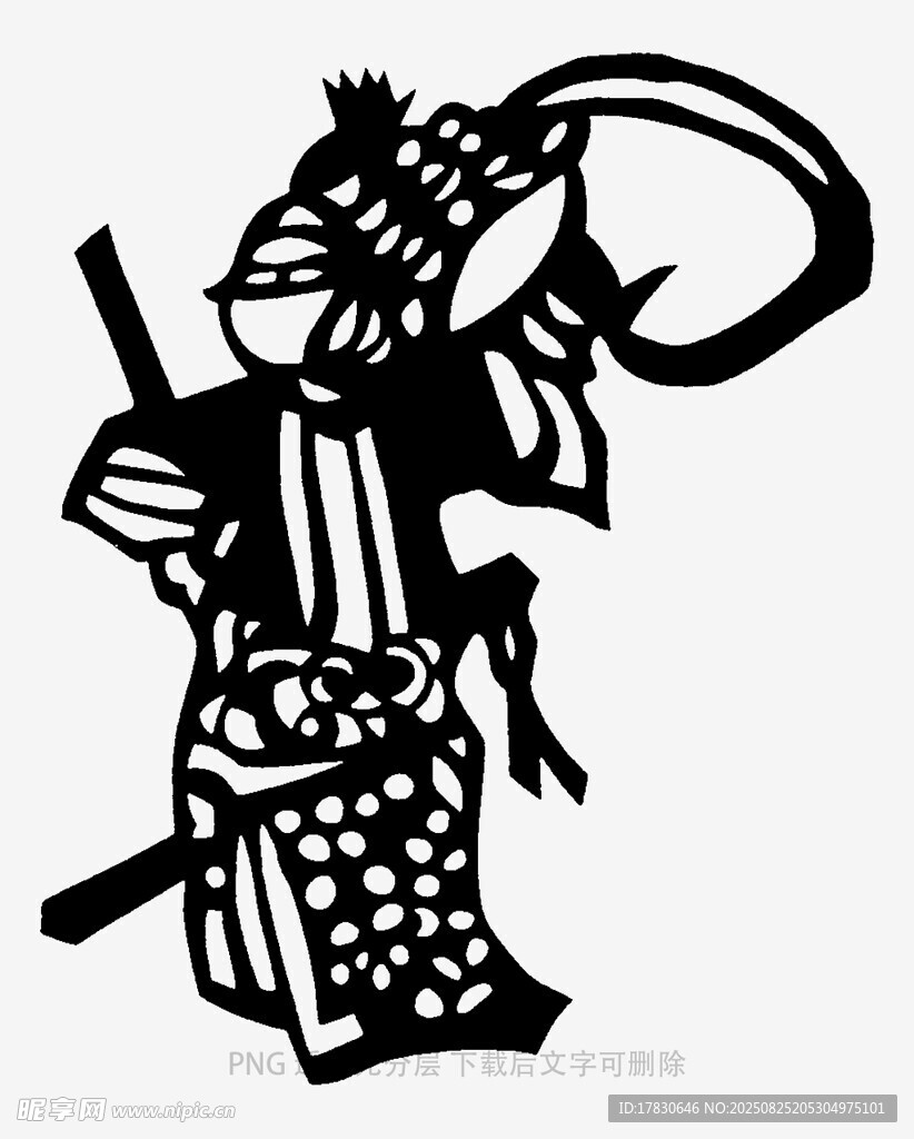 古代武士剪纸形象
