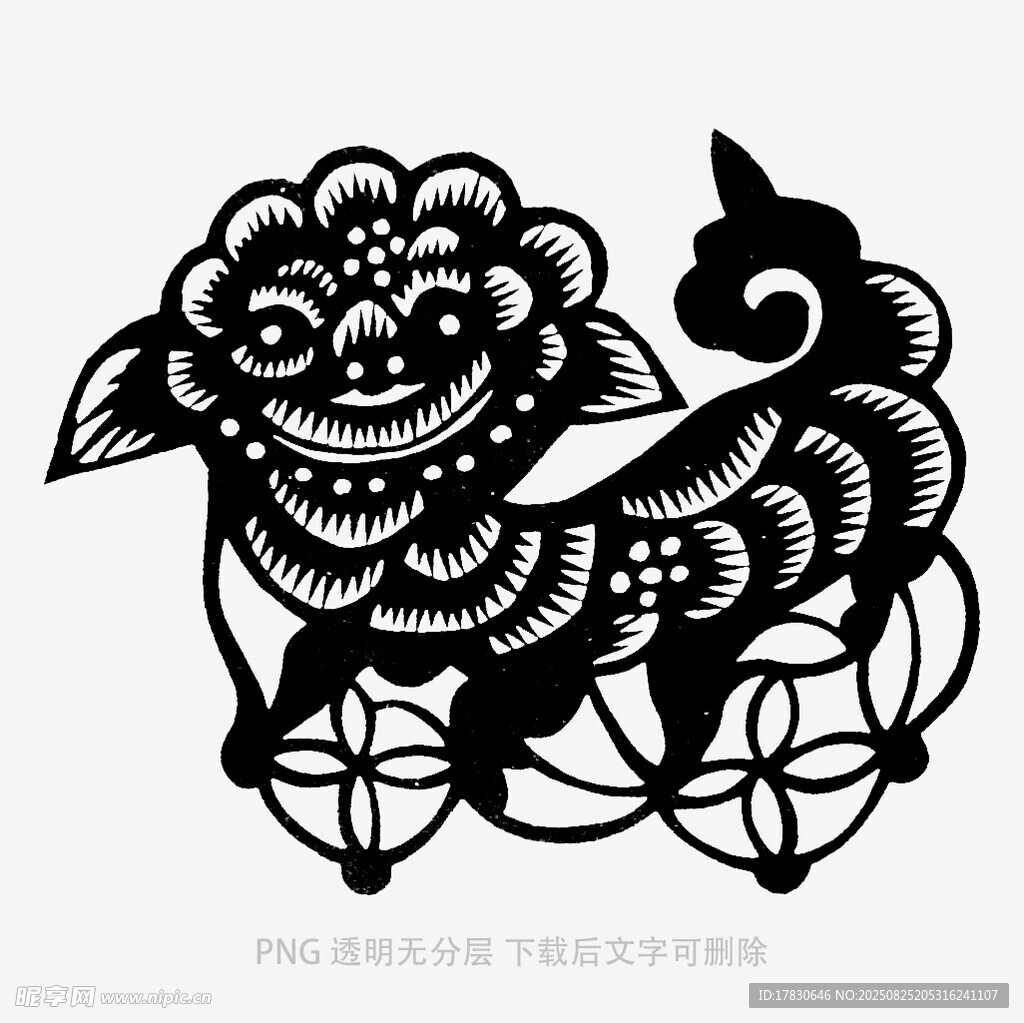 传统剪纸风格的吉祥瑞兽