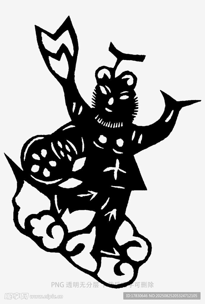 传统剪纸风神话人物形象