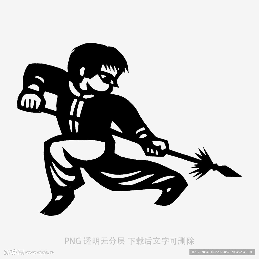 武术少年挥鞭动作剪影