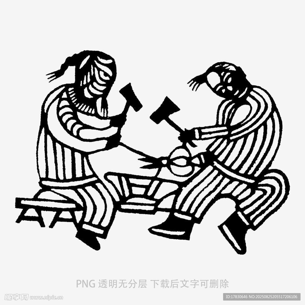 传统木工劳作场景