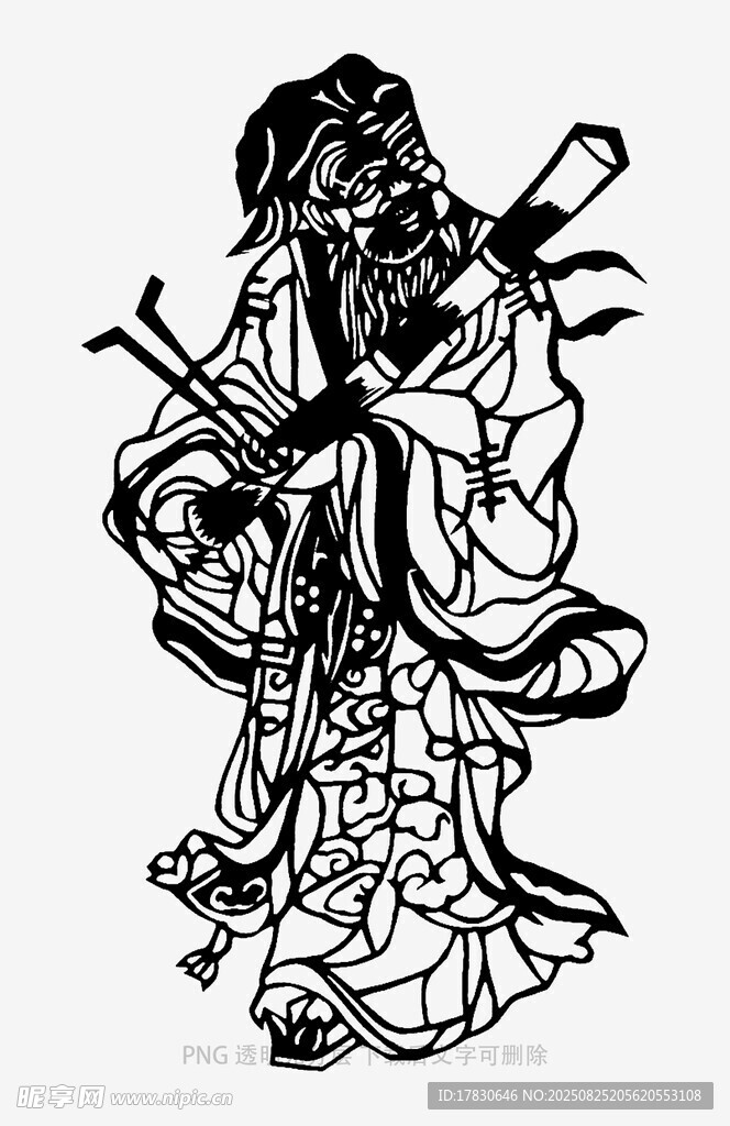 古代持杖人物插画