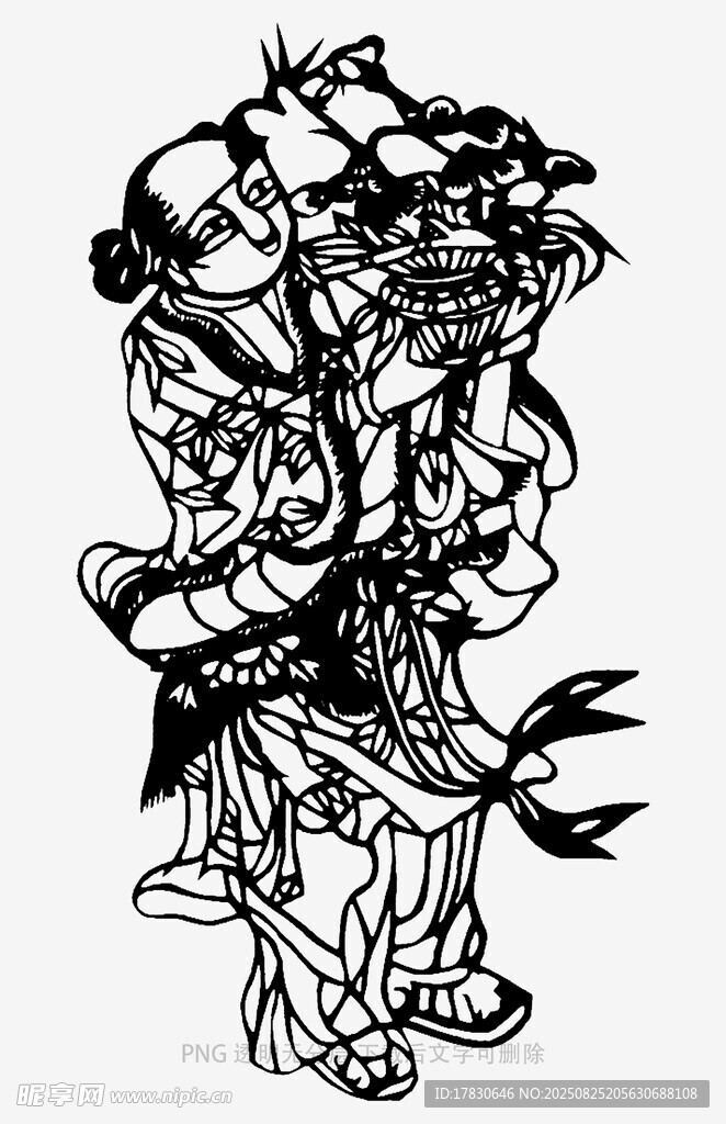 古风侠客黑白插画形象