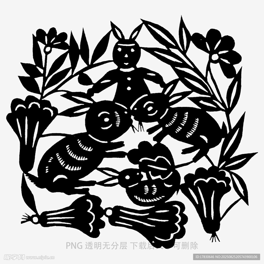 蜜蜂采花剪纸艺术作品