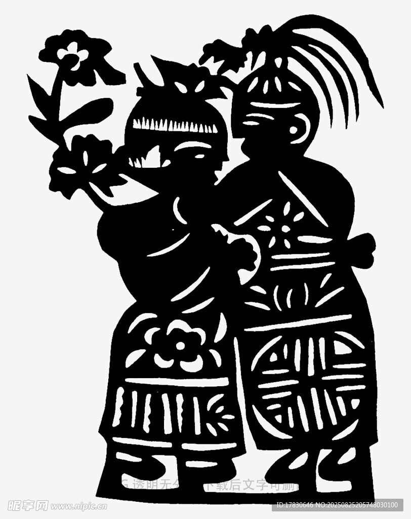 传统剪纸人物形象展示