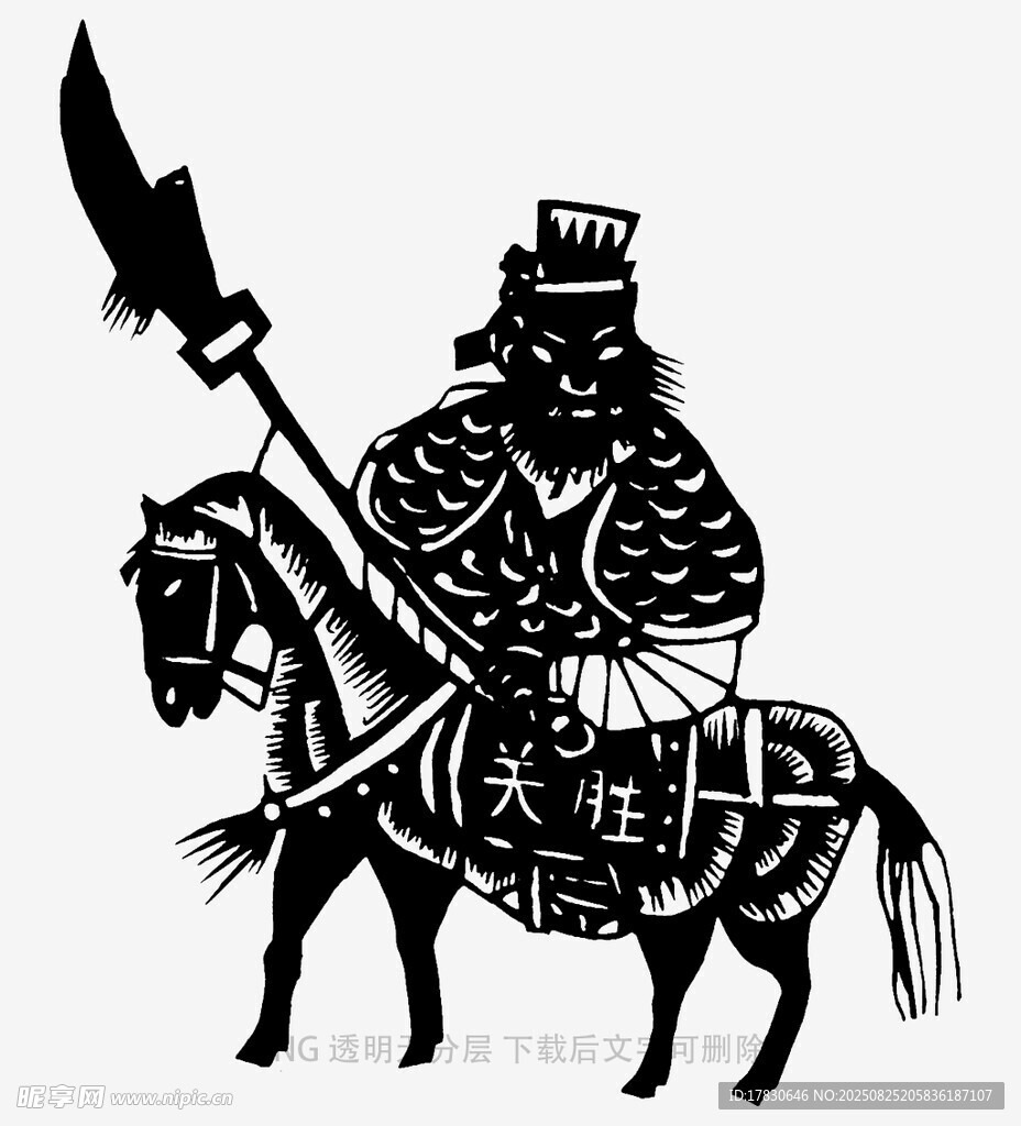 骑马持兵器的古代战将