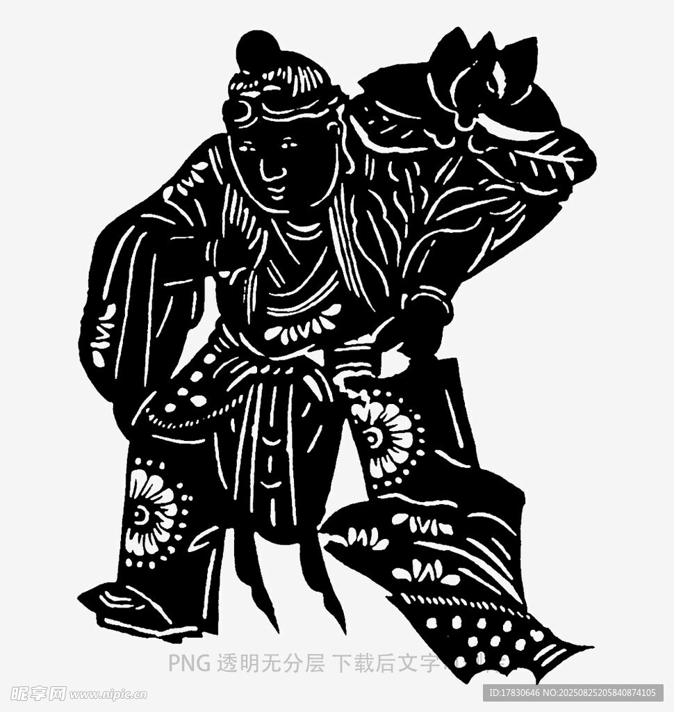 传统剪纸风格的武术人物形象
