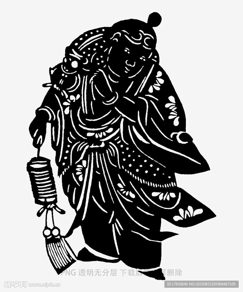 传统剪纸风格的古代人物形象