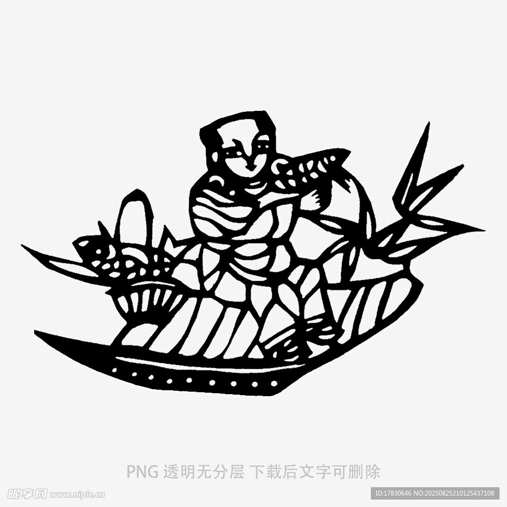 古代侠客乘船持剑图