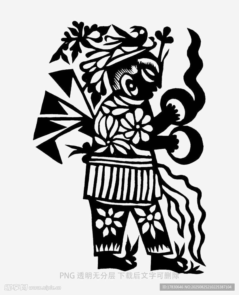 传统剪纸风格的人物形象