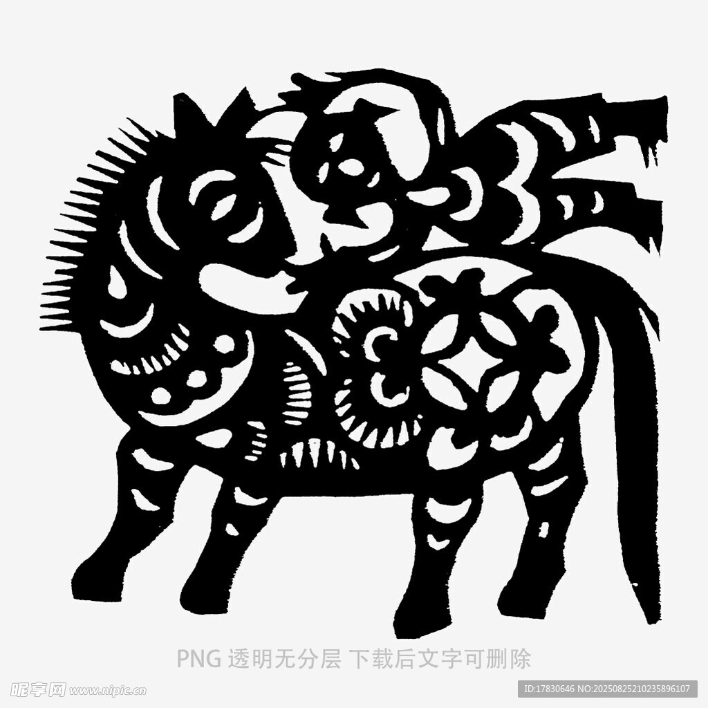 传统马形剪纸艺术作品