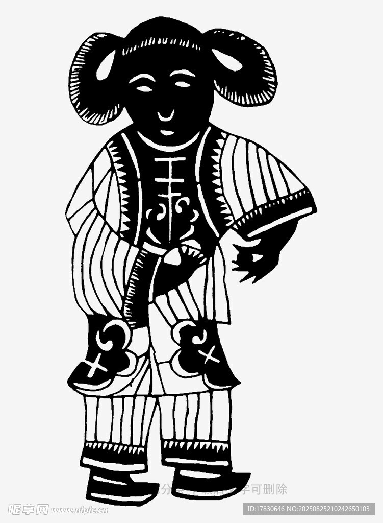 传统剪纸风孩童形象