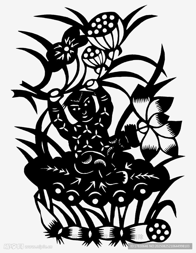中式花鸟剪纸艺术图案