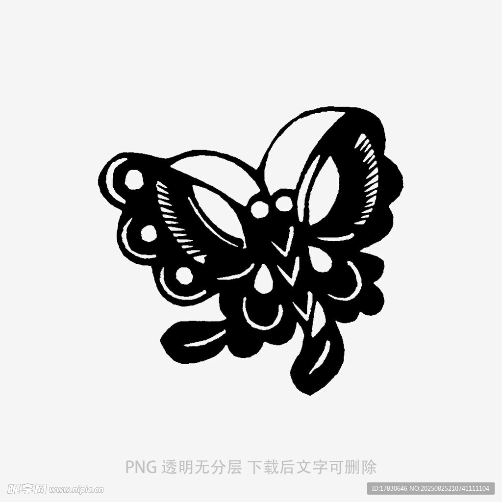 简约黑蝴蝶图案设计元素