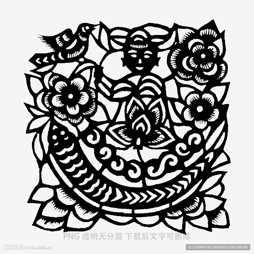 传统剪纸牛图案艺术作品