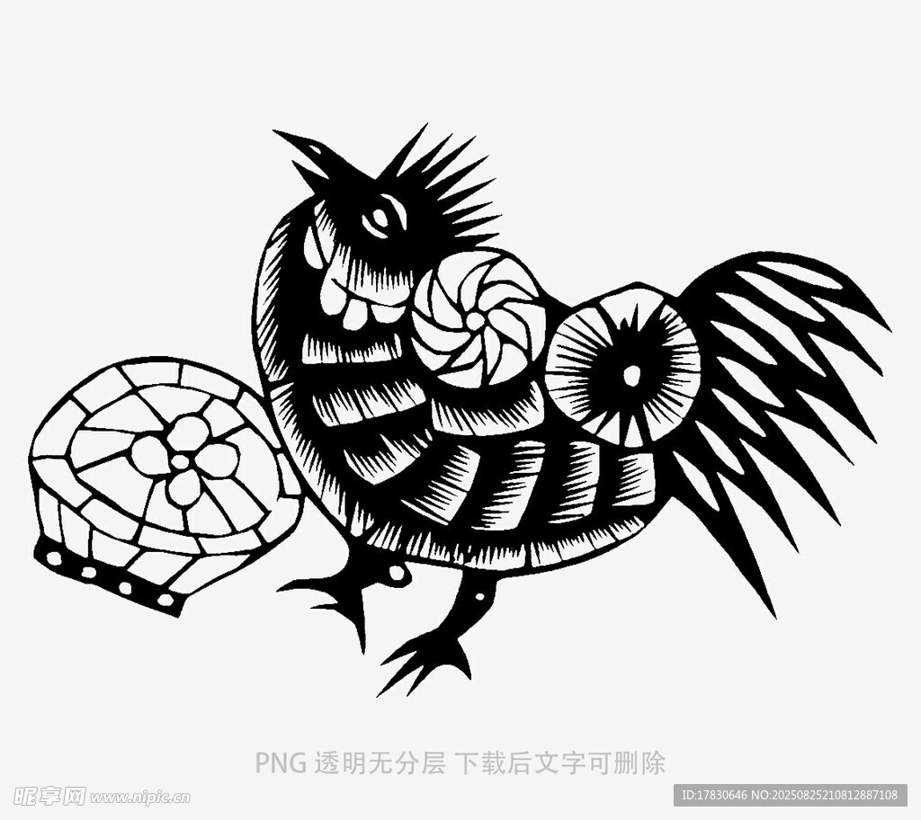 黑白公鸡图案设计