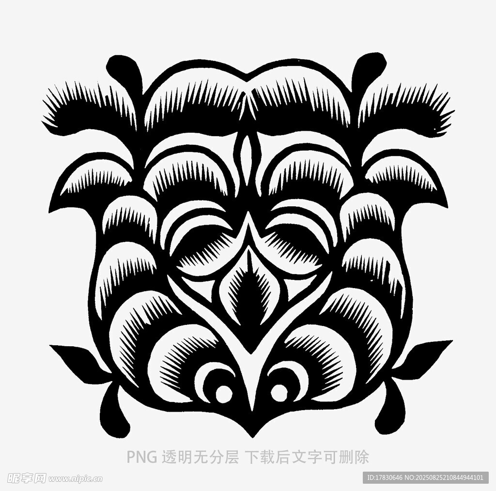 黑白抽象花卉图案设计
