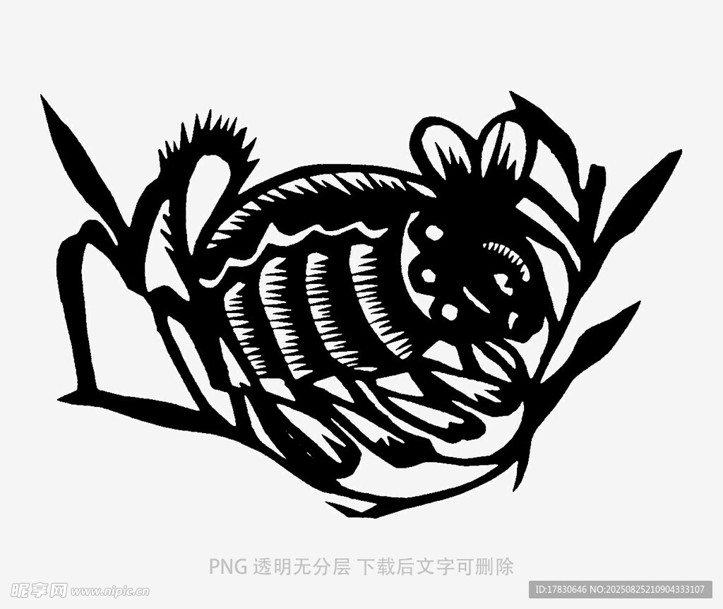 剪纸风格的昆虫图案