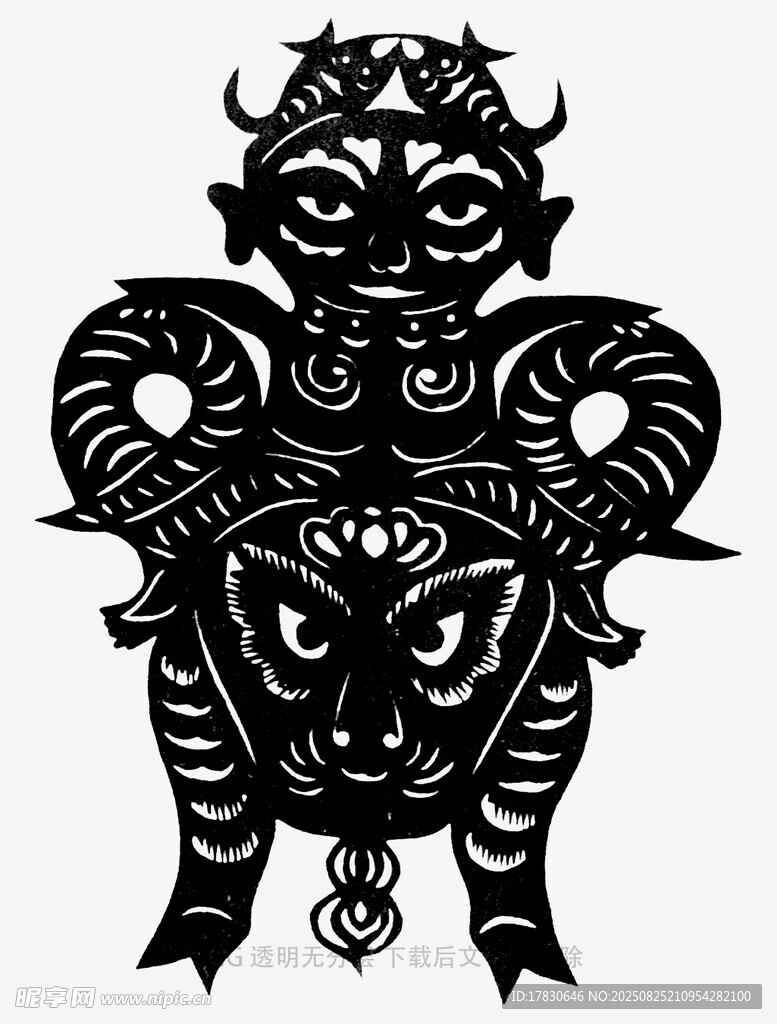 传统剪纸风格的神秘图腾