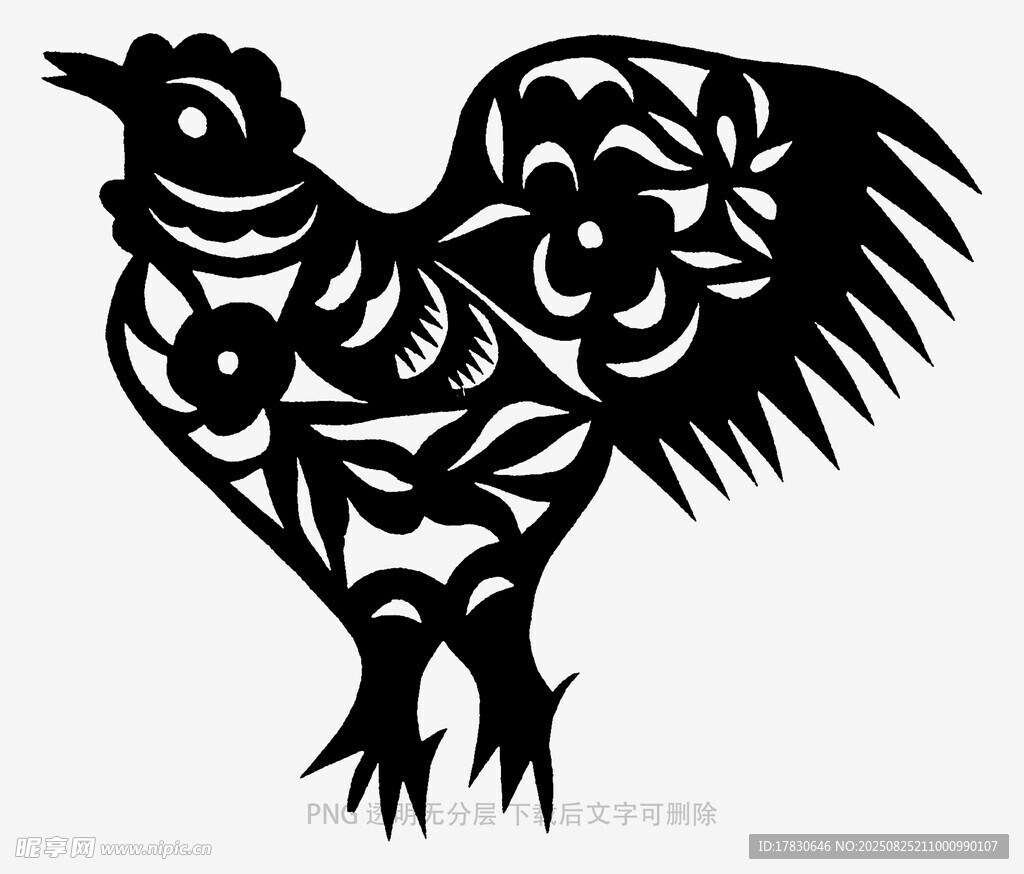 公鸡剪纸图案