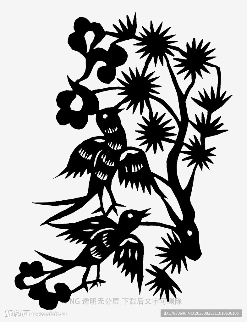 花鸟剪纸图案