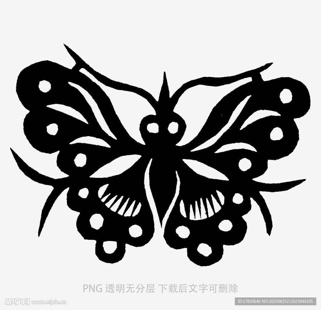 精致黑蝴蝶剪纸图案