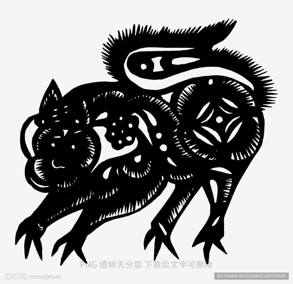 传统剪纸风格的生肖猪图案